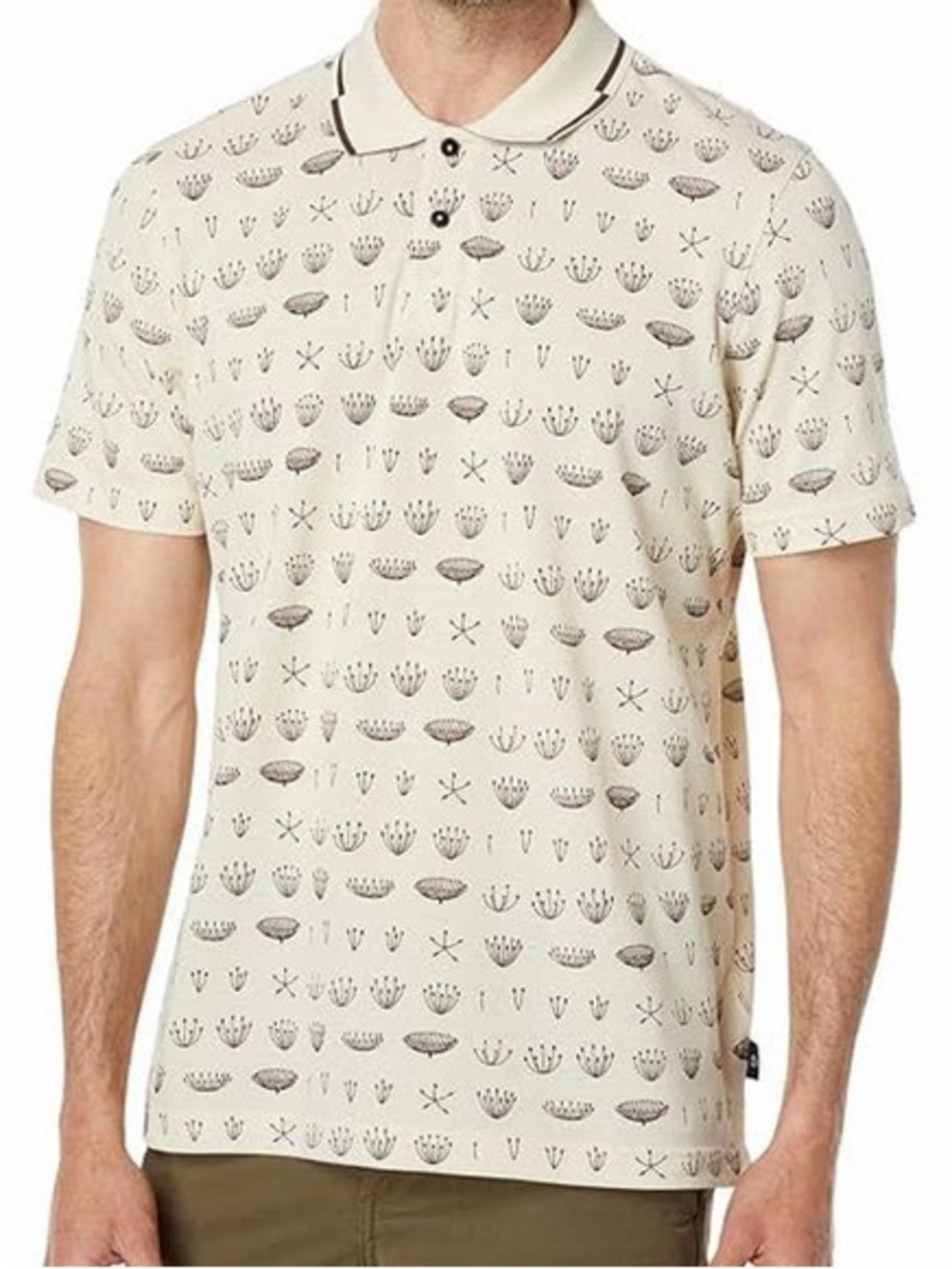 Ted Baker Cream Polo with Brown Botanical Print